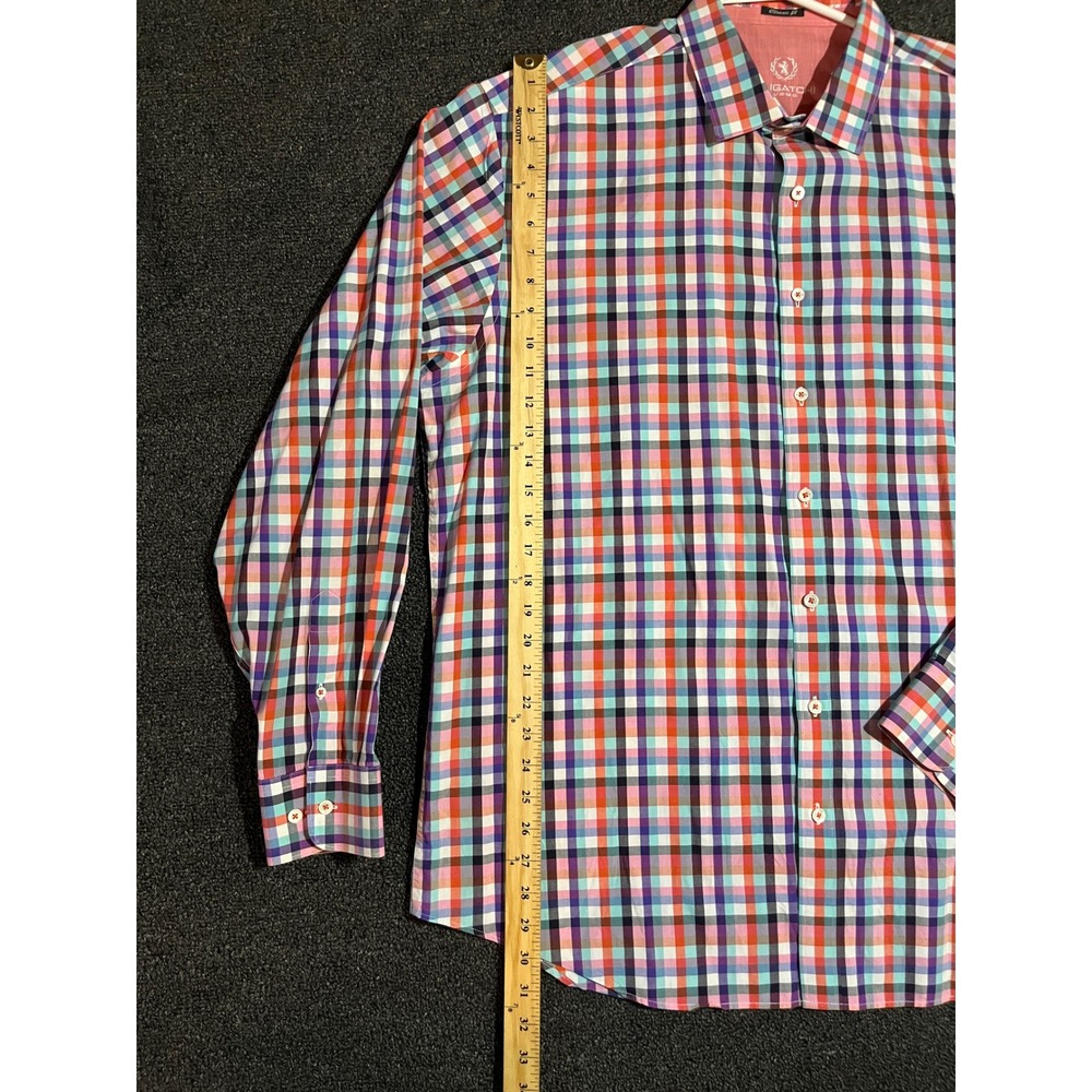 Bugatchi Uomo Mens Classic Fit Multicolor Plaid Long Sleeve Button Down Shirt L - Picture 5 of 11